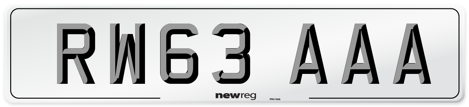 RW63 AAA Number Plate from New Reg